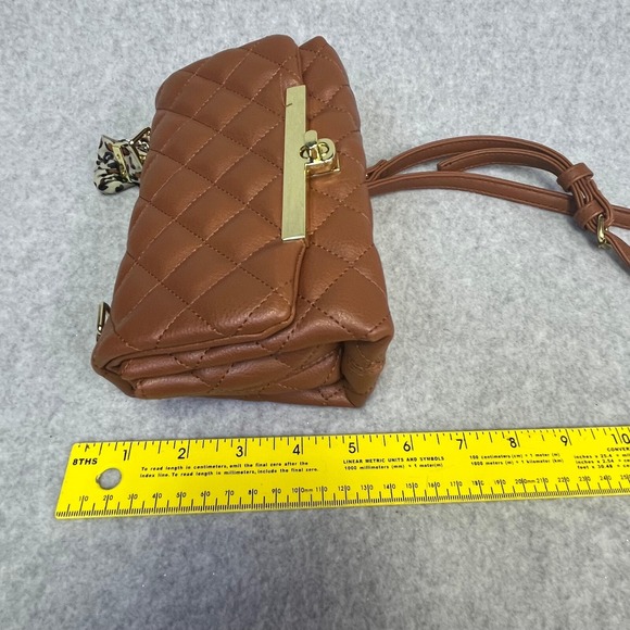 Crossbody Bag Women Brown Quilted Faux Leather Messenger Steve Madden - Picture 13 of 15